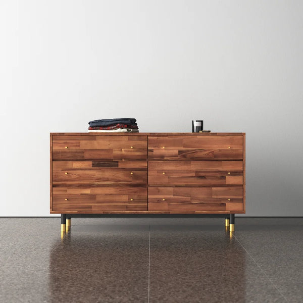 Dakota 6 Drawers 55.25" W Solid Wood Double Dresser
